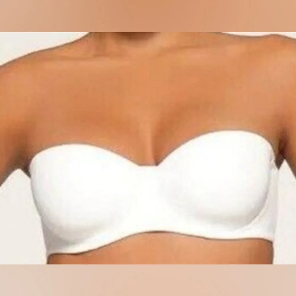 💕SKIMS Fits Everybody Lightly Lined Underwire Strapless Bra White MARBLE 32DDDD - Picture 1 of 12